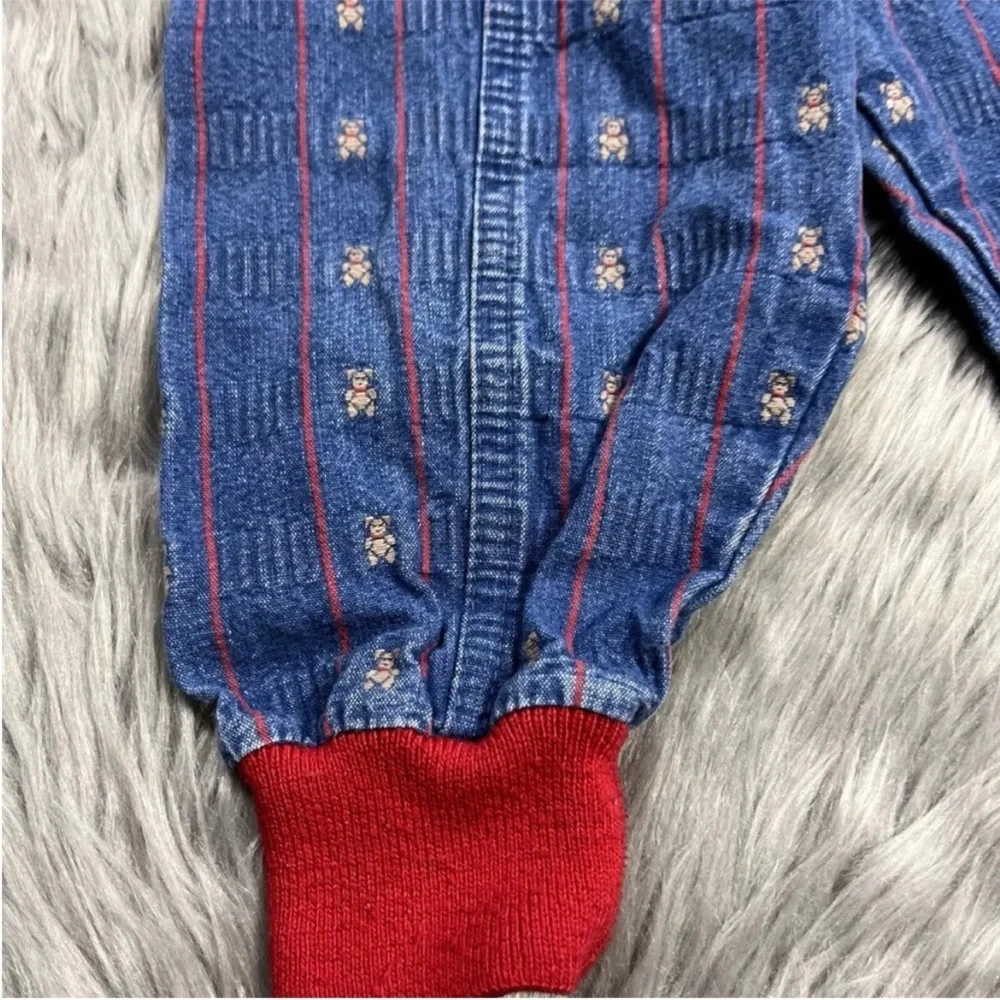 Vintage Made USA Oshkosh Baby Denim Bear Striped Jeans